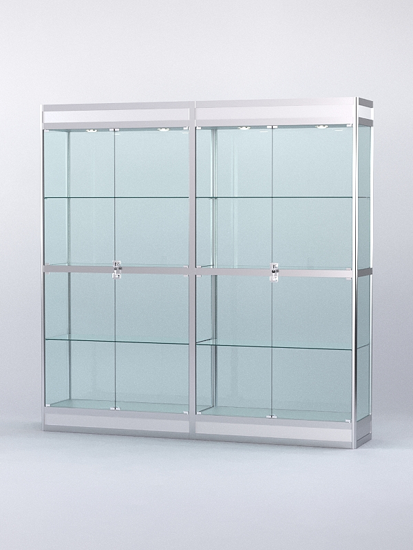 Витрина АЛПРО №3-2м-400-2 (задняя стенка - стекло), Серебрянный