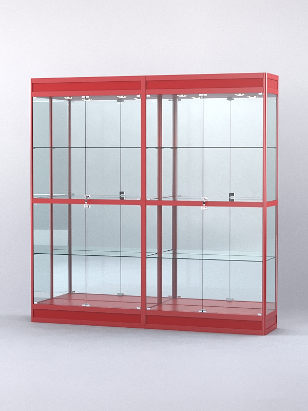 Витрина АЛПРО №3-2м-400-3 (задняя стенка - зеркало), Красный