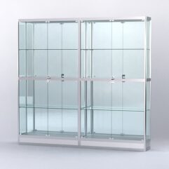 Витрина АЛПРО №4-2м-300-3 (задняя стенка - зеркало), Серебрянный