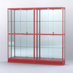 Витрина АЛПРО №4-2м-300-3 (задняя стенка - зеркало), Красный