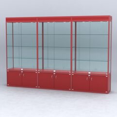 Витрина АЛПРО №1-3м-400-2 (задняя стенка - стекло), Красный