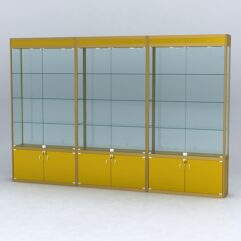Витрина АЛПРО №1-3м-300-2 (задняя стенка - стекло), Золотой