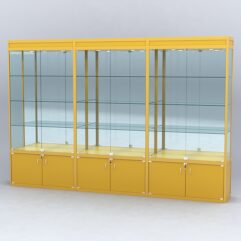 Витрина АЛПРО №1-3м-400-3 (задняя стенка - зеркало), Желтый