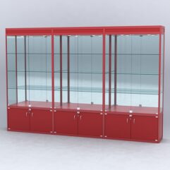 Витрина АЛПРО №1-3м-400-3 (задняя стенка - зеркало), Красный
