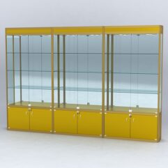 Витрина АЛПРО №1-3м-300-3 (задняя стенка - зеркало), Золотой