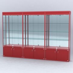 Витрина АЛПРО №1-3м-300-3 (задняя стенка - зеркало), Красный