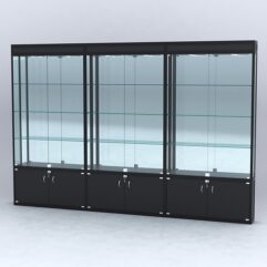 Витрина АЛПРО №1-3м-200-3 (задняя стенка - зеркало), Черный