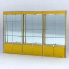 Витрина АЛПРО №1-3м-200-3 (задняя стенка - зеркало), Золотой