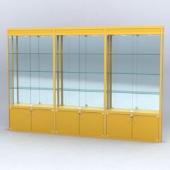 Витрина АЛПРО №1-3м-200-3 (задняя стенка - зеркало), Желтый