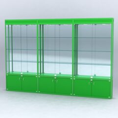 Витрина АЛПРО №1-3м-200-3 (задняя стенка - зеркало), Зеленый