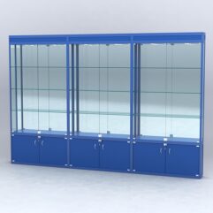 Витрина АЛПРО №1-3м-200-3 (задняя стенка - зеркало), Синий