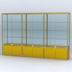 Витрина АЛПРО №2-3м-500-2 (задняя стенка - стекло), Золотой