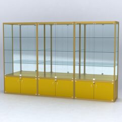 Витрина АЛПРО №2-3м-500-3 (задняя стенка - зеркало), Золотой
