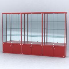 Витрина АЛПРО №2-3м-400-3 (задняя стенка - зеркало), Красный
