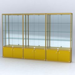 Витрина АЛПРО №2-3м-300-3 (задняя стенка - зеркало), Золотой