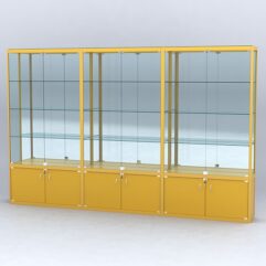 Витрина АЛПРО №2-3м-300-3 (задняя стенка - зеркало), Желтый