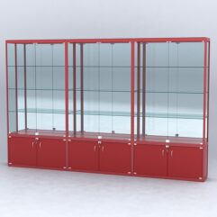 Витрина АЛПРО №2-3м-300-3 (задняя стенка - зеркало), Красный