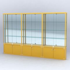 Витрина АЛПРО №2-3м-200-3 (задняя стенка - зеркало), Желтый