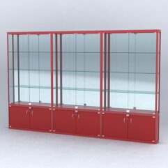 Витрина АЛПРО №2-3м-200-3 (задняя стенка - зеркало), Красный