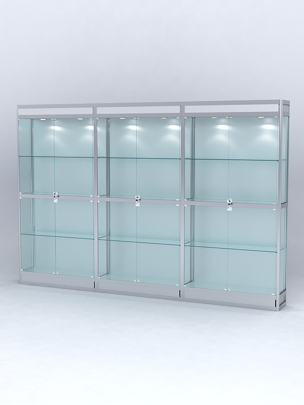 Витрина АЛПРО №3-3м-300-1 (задняя стенка - ДВП), Серебрянный