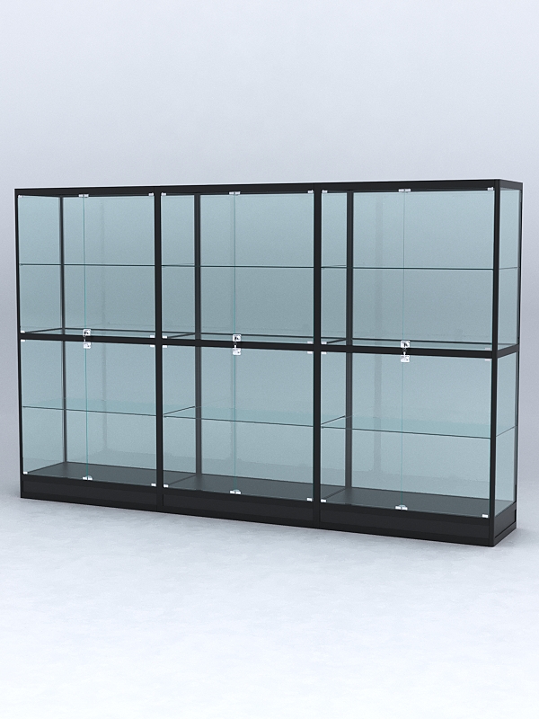 Витрина АЛПРО №4-3м-500-2 (задняя стенка - стекло), Черный
