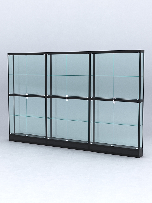 Витрина АЛПРО №4-3м-200-2 (задняя стенка - стекло), Черный