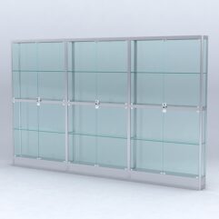 Витрина АЛПРО №4-3м-200-2 (задняя стенка - стекло), Серебрянный