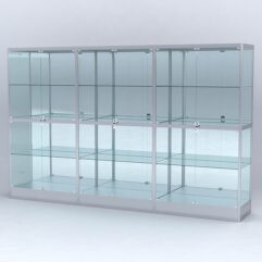 Витрина АЛПРО №4-3м-500-3 (задняя стенка - зеркало), Серебрянный