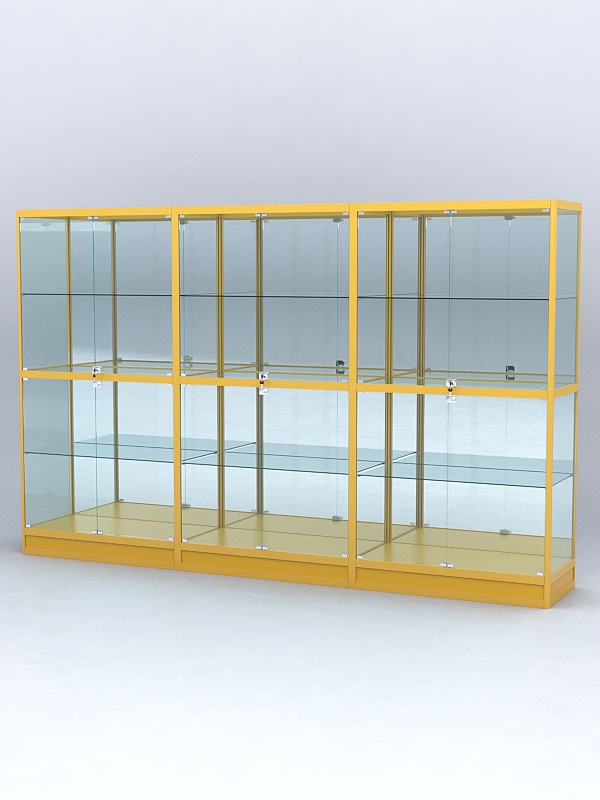 Витрина АЛПРО №4-3м-500-3 (задняя стенка - зеркало), Желтый