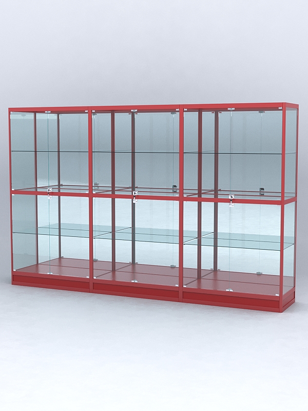 Витрина АЛПРО №4-3м-500-3 (задняя стенка - зеркало), Красный