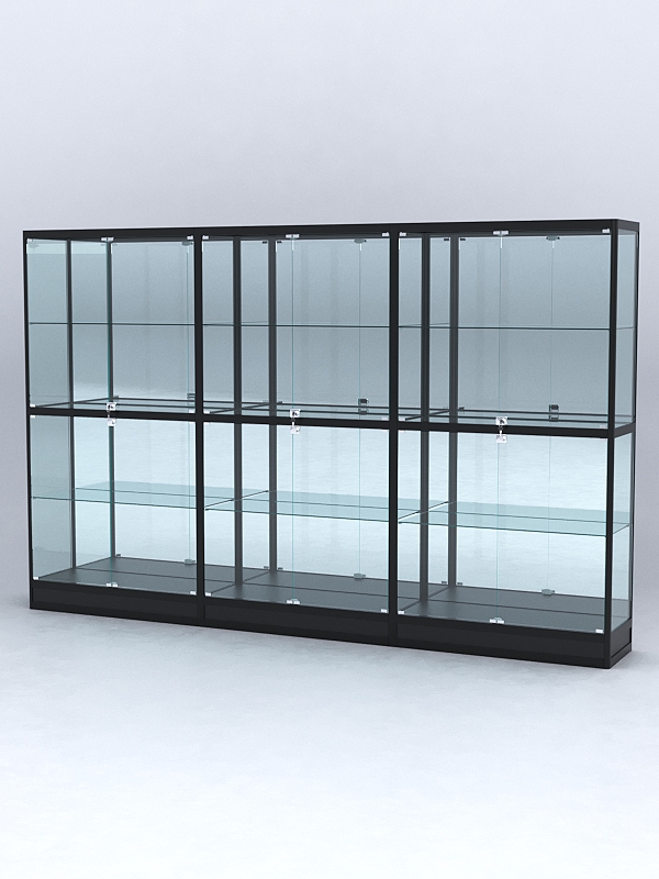 Витрина АЛПРО №4-3м-400-3 (задняя стенка - зеркало), Черный