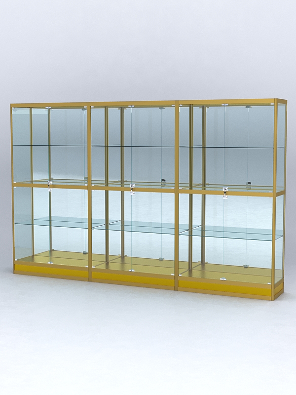 Витрина АЛПРО №4-3м-400-3 (задняя стенка - зеркало), Золотой