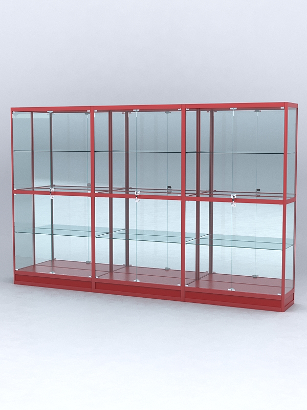 Витрина АЛПРО №4-3м-400-3 (задняя стенка - зеркало), Красный