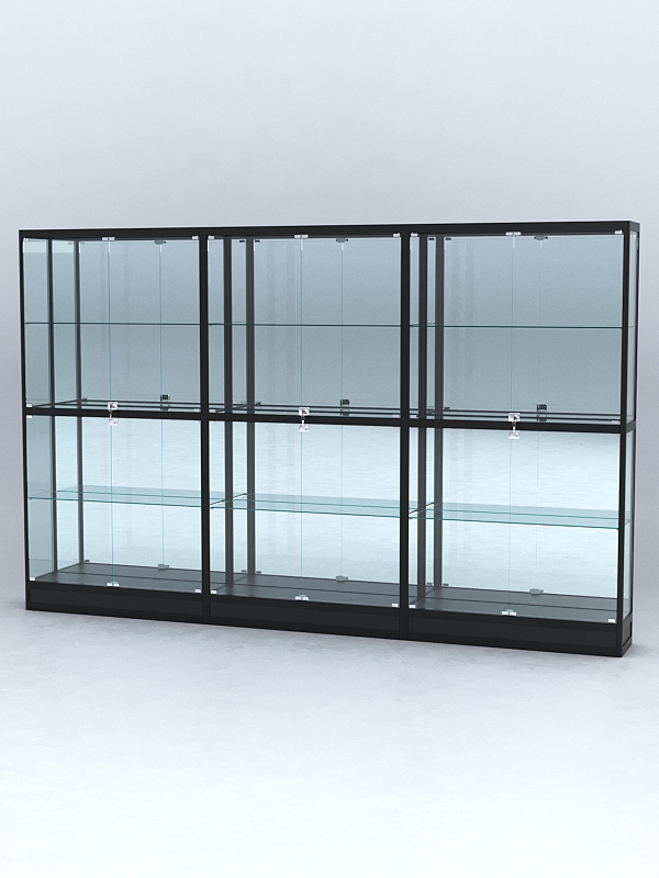 Витрина АЛПРО №4-3м-300-3 (задняя стенка - зеркало), Черный