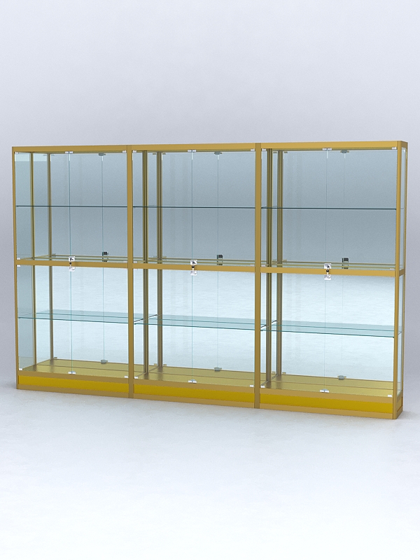 Витрина АЛПРО №4-3м-300-3 (задняя стенка - зеркало), Золотой