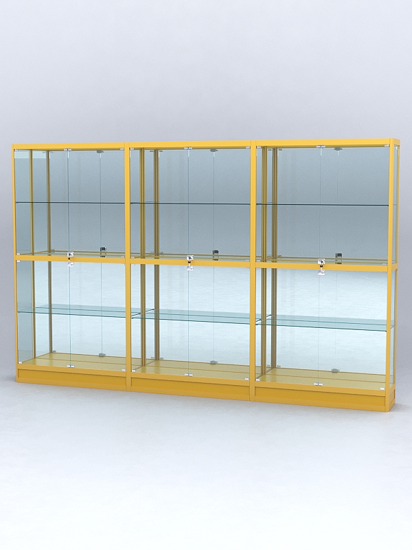 Витрина АЛПРО №4-3м-300-3 (задняя стенка - зеркало), Желтый