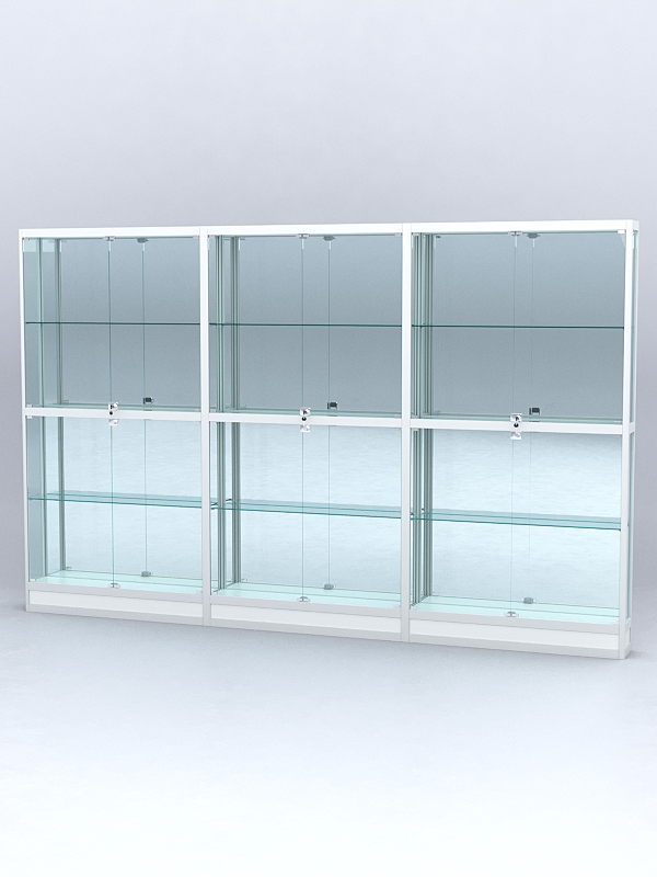 Витрина АЛПРО №4-3м-200-3 (задняя стенка - зеркало), Белый