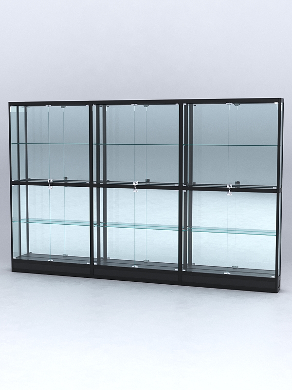 Витрина АЛПРО №4-3м-200-3 (задняя стенка - зеркало), Черный