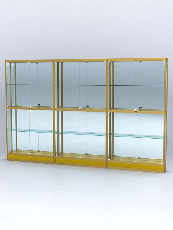 Витрина АЛПРО №4-3м-200-3 (задняя стенка - зеркало), Золотой