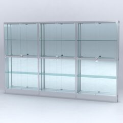 Витрина АЛПРО №4-3м-200-3 (задняя стенка - зеркало), Серебрянный