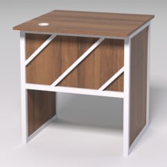 Стол приставной офисный С-01 СТРОНГ в стиле ЛОФТ декор №2, Орех + металлический каркас Белый