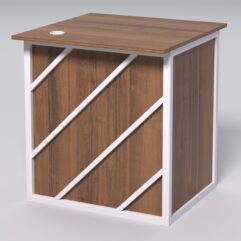 Стол приставной офисный С-01А СТРОНГ в стиле ЛОФТ декор №2, Орех + металлический каркас Белый