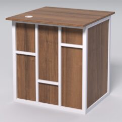 Стол приставной офисный С-01А СТРОНГ в стиле ЛОФТ декор №3, Орех + металлический каркас Белый