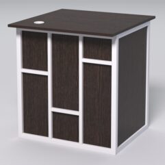 Стол приставной офисный С-01А СТРОНГ в стиле ЛОФТ декор №3, Дуб Венге + металлический каркас Белый