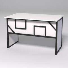 Стол рабочий офисный С-02 СТРОНГ в стиле ЛОФТ декор №4, Белый