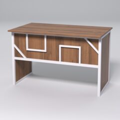 Стол рабочий офисный С-02 СТРОНГ в стиле ЛОФТ декор №4, Орех + металлический каркас Белый