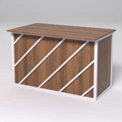 Стол рабочий офисный С-02А СТРОНГ в стиле ЛОФТ декор №2, Орех + металлический каркас Белый