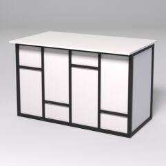 Стол рабочий офисный С-02А СТРОНГ в стиле ЛОФТ декор №3, Белый