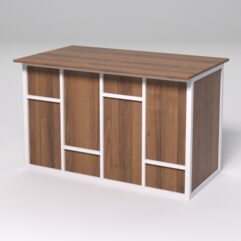 Стол рабочий офисный С-02А СТРОНГ в стиле ЛОФТ декор №3, Орех + металлический каркас Белый