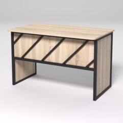 Стол рабочий офисный С-02 (закругленные торцы) СТРОНГ в стиле ЛОФТ декор №2, Дуб Сонома